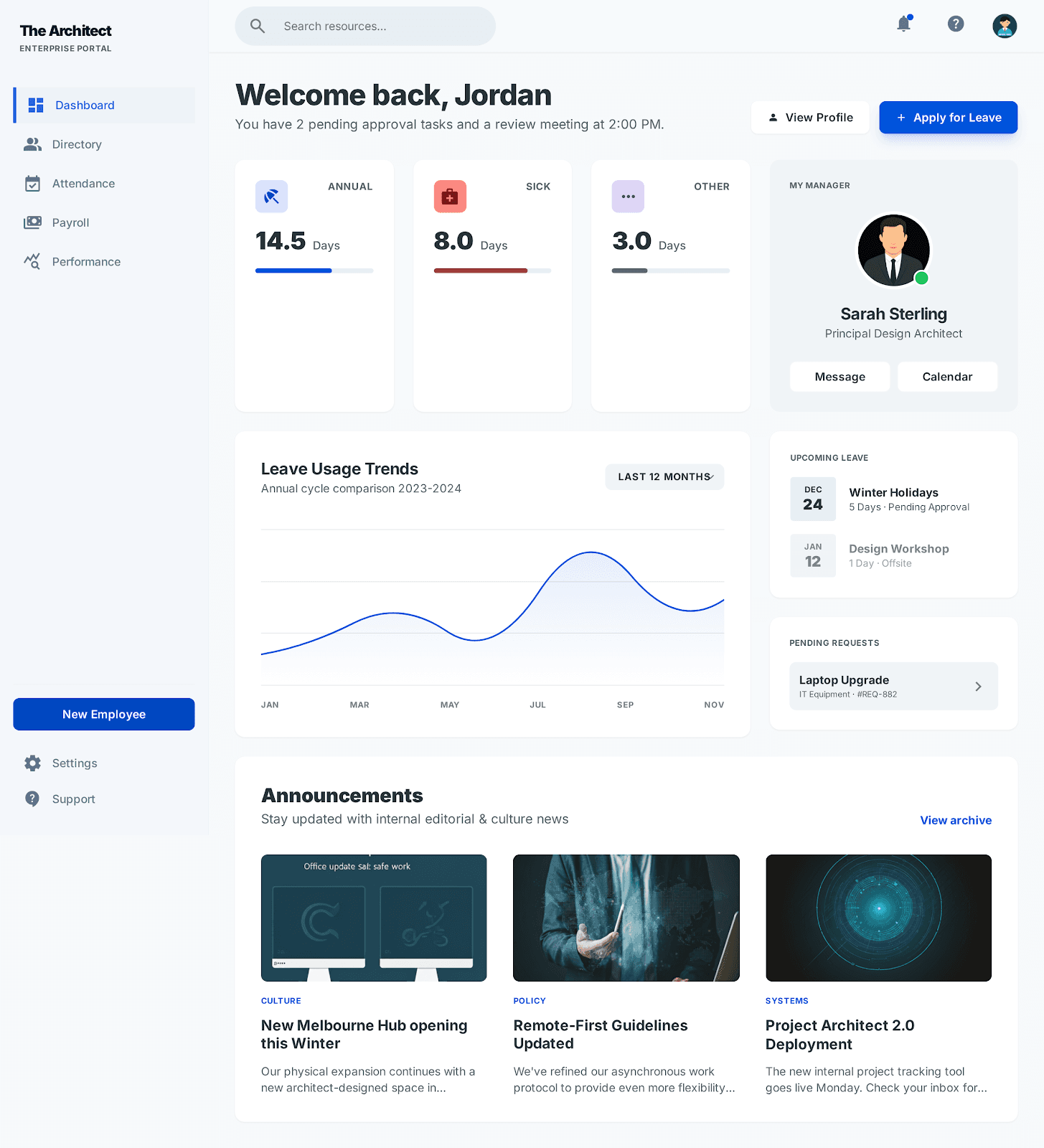 NexusHR Employee Dashboard Preview